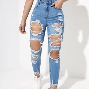 Shein High Waisted Ripped Jeans Size 0XL